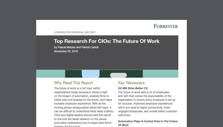 Article Forrester: Top Research for CIOs: The Future of Work  Image