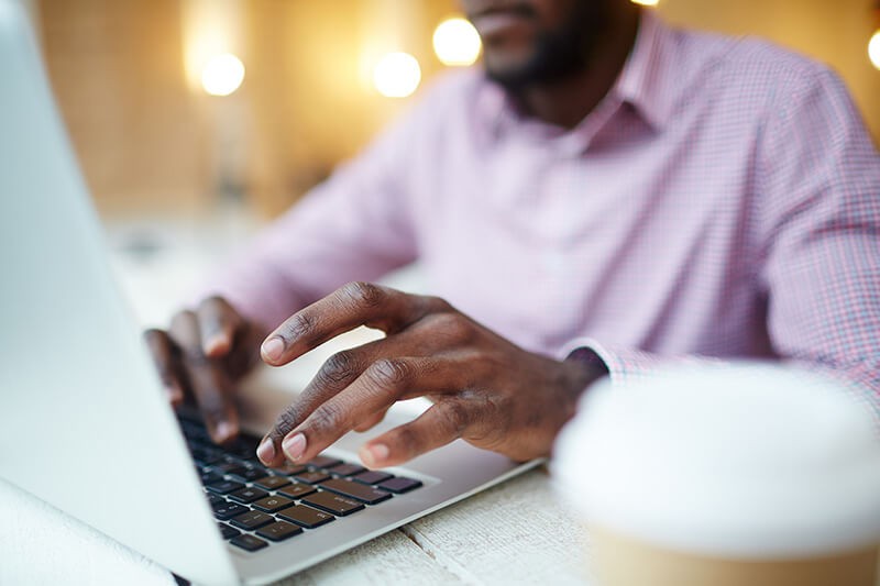 Professional connecting to virtual desktop. Secure remote access, Virtualized Desktop solutions, VDI, VMware horizon