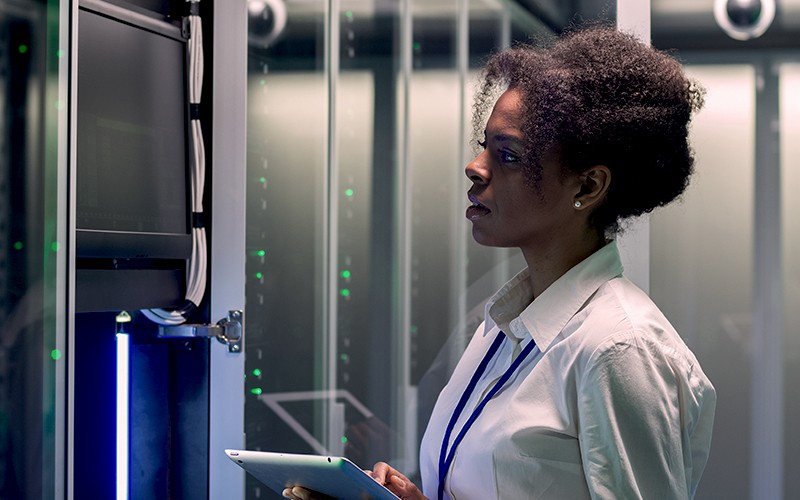 IT technician on site in data center