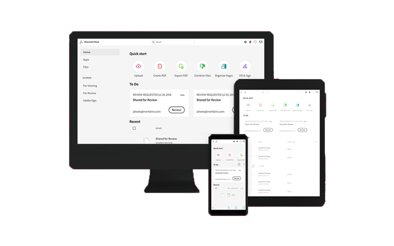 Adobe Acrobat DC displayed on multiple devices
