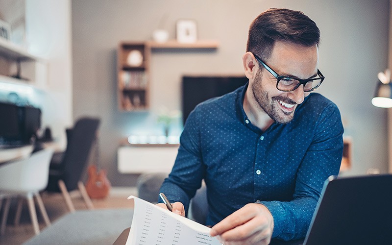Professional using teleconference to talk to team remotely. Telecommute, Office 365 applications.